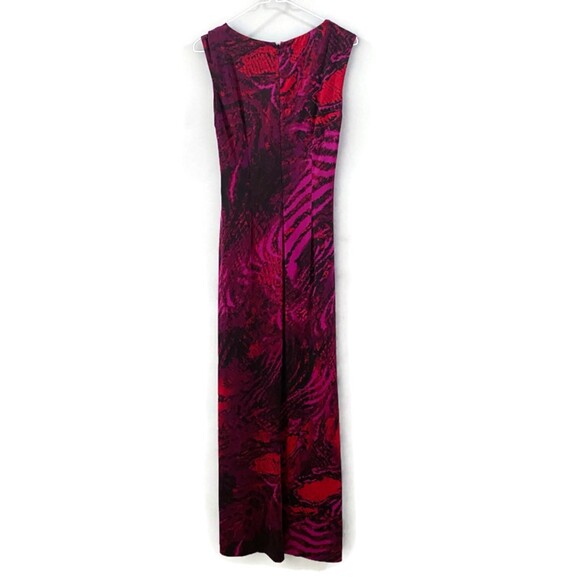 Cache Cowl Neck High Zipper Slit Snake Print Maxi - Red/Purple S - Picture 2 of 7